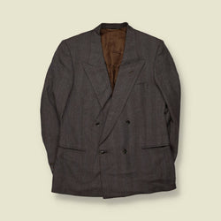 1970s | Violin | Double Breasted Herringbone Blazer | Brown Grey - S