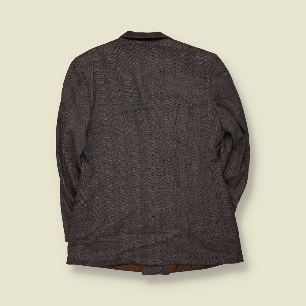 1970s | Violin | Double Breasted Herringbone Blazer | Brown Grey - S