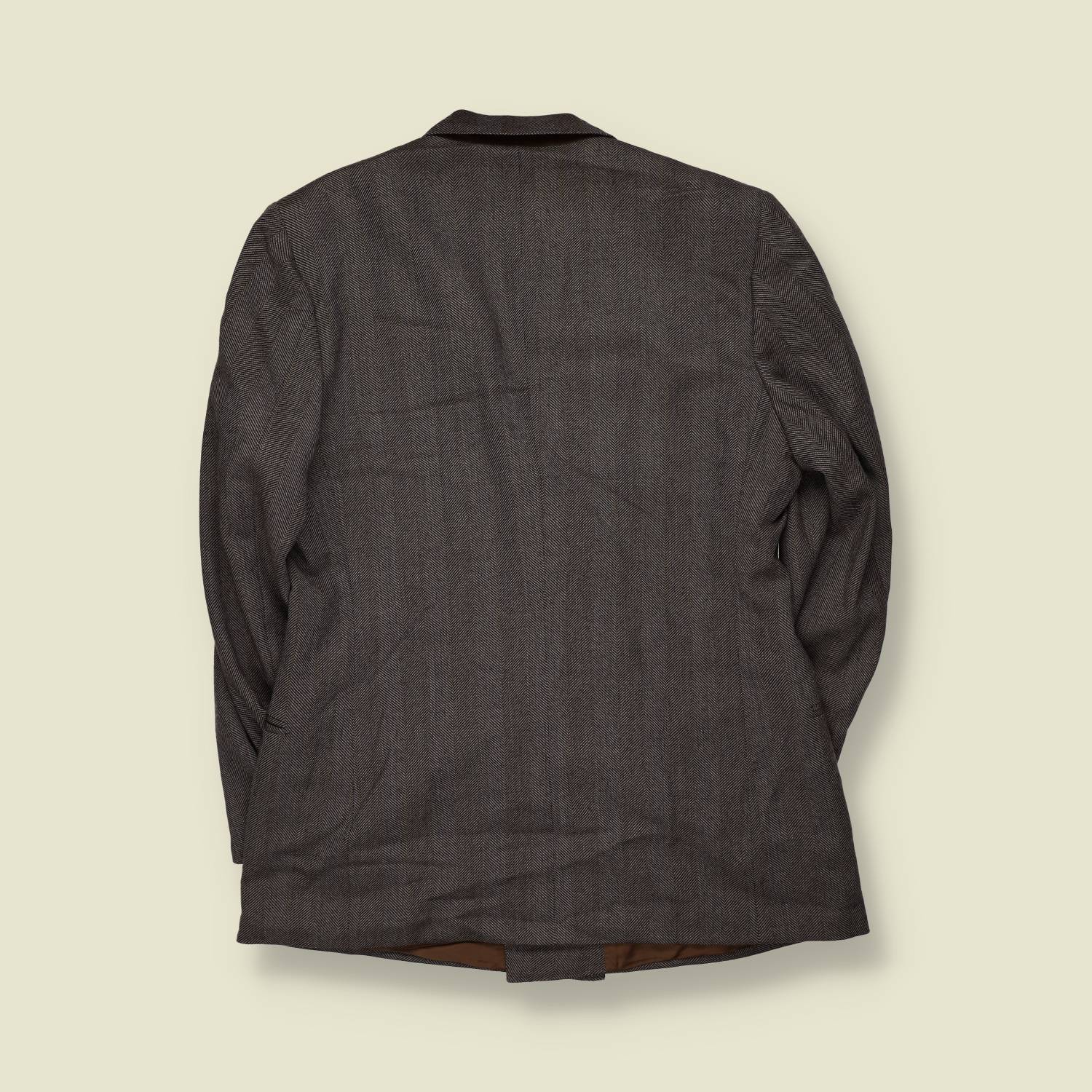1970s | Violin | Double Breasted Herringbone Blazer | Brown Grey - S