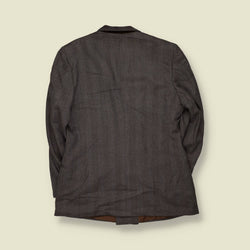 1970s | Violin | Double Breasted Herringbone Blazer | Brown Grey - S