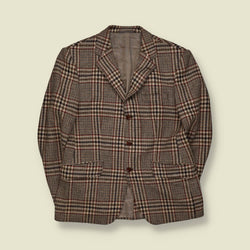 1960s–1970s | Wool Checked Blazer | Cream Brown - M