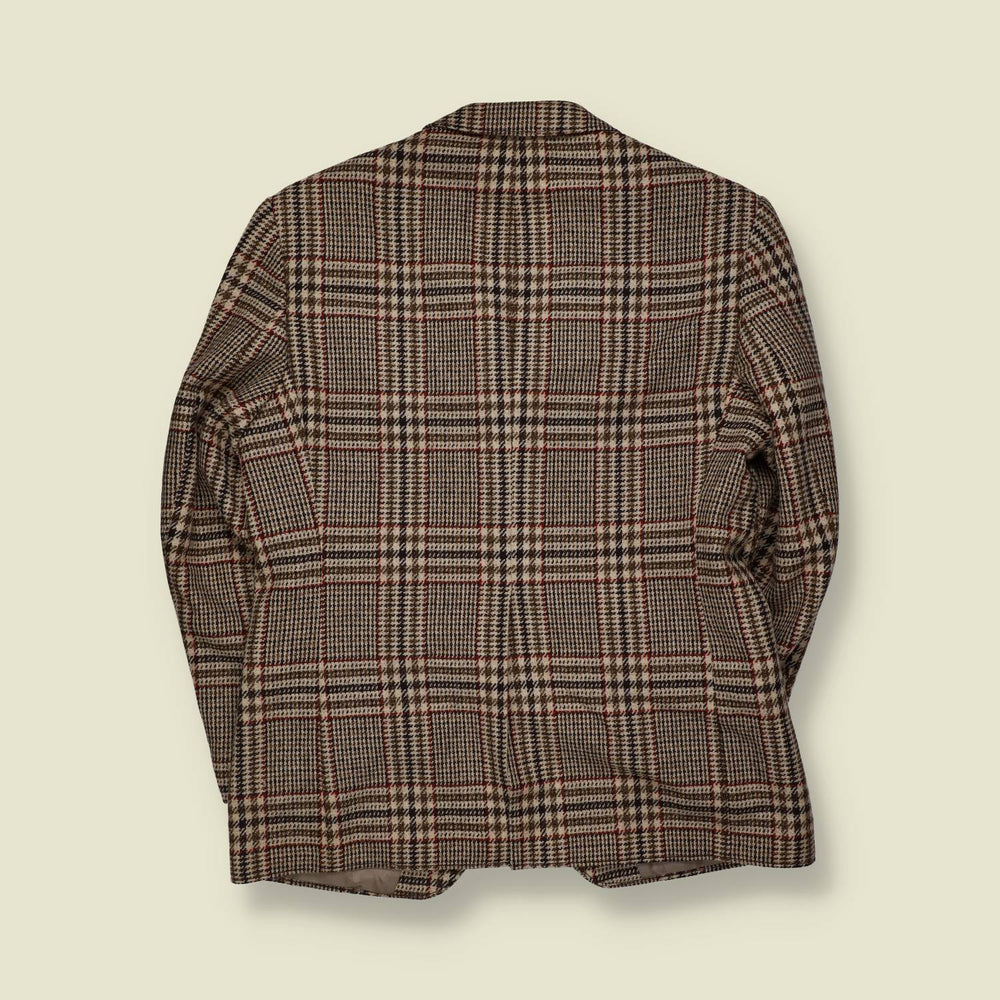 1960s–1970s | Wool Checked Blazer | Cream Brown - M