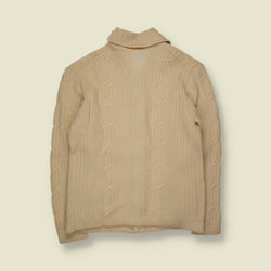 1970s | Hand Knit Wool Cardigan | Cream - M