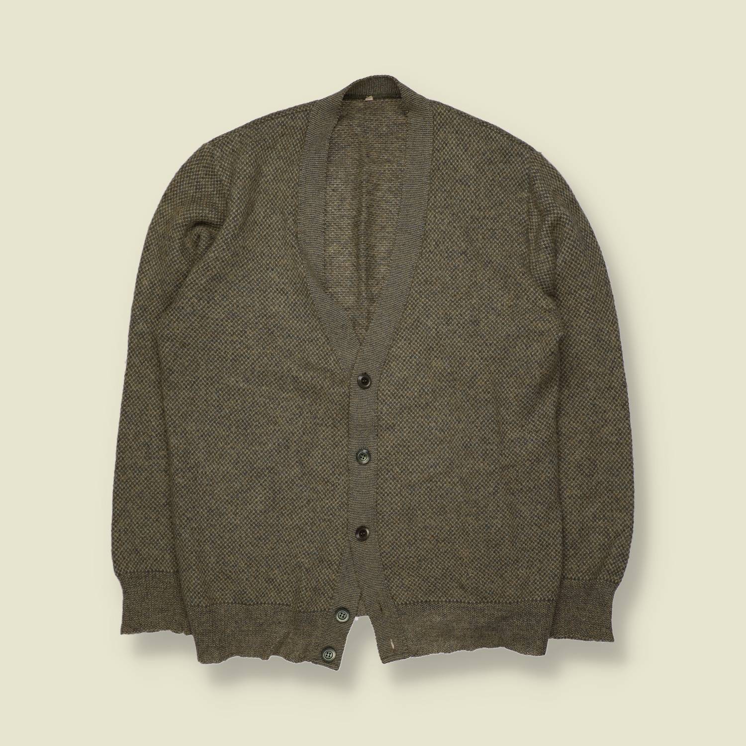 1970s | Wool Blend Cardigan | Brown Marl - M