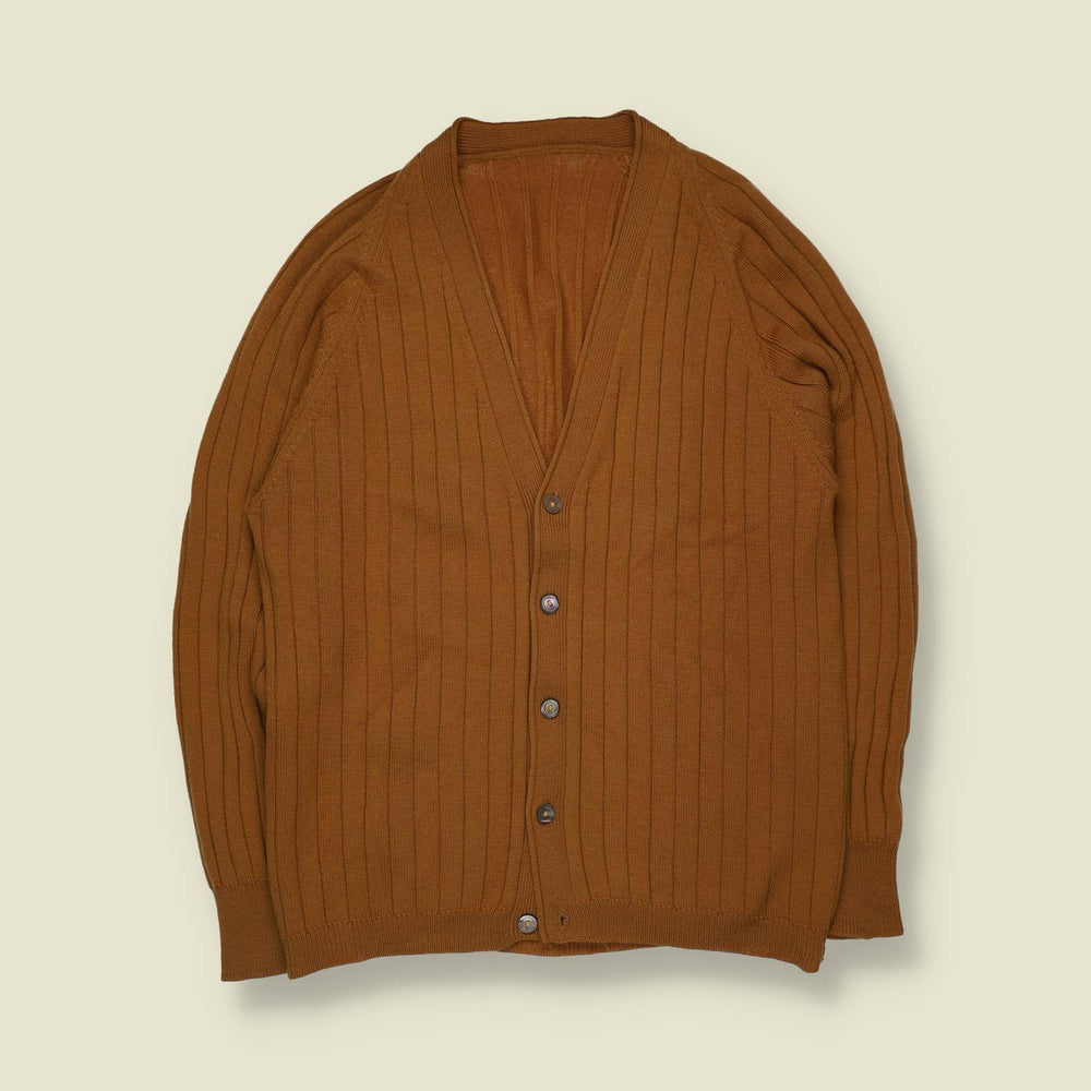 1970s | Raglan Sleeve Cardigan | Burnt Orange - XXS