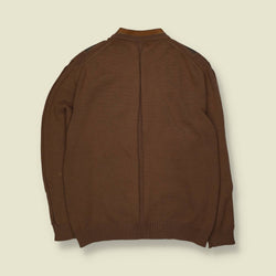 1970s | Made In Italy Leather And Knit Zip Jacket | Brown - M