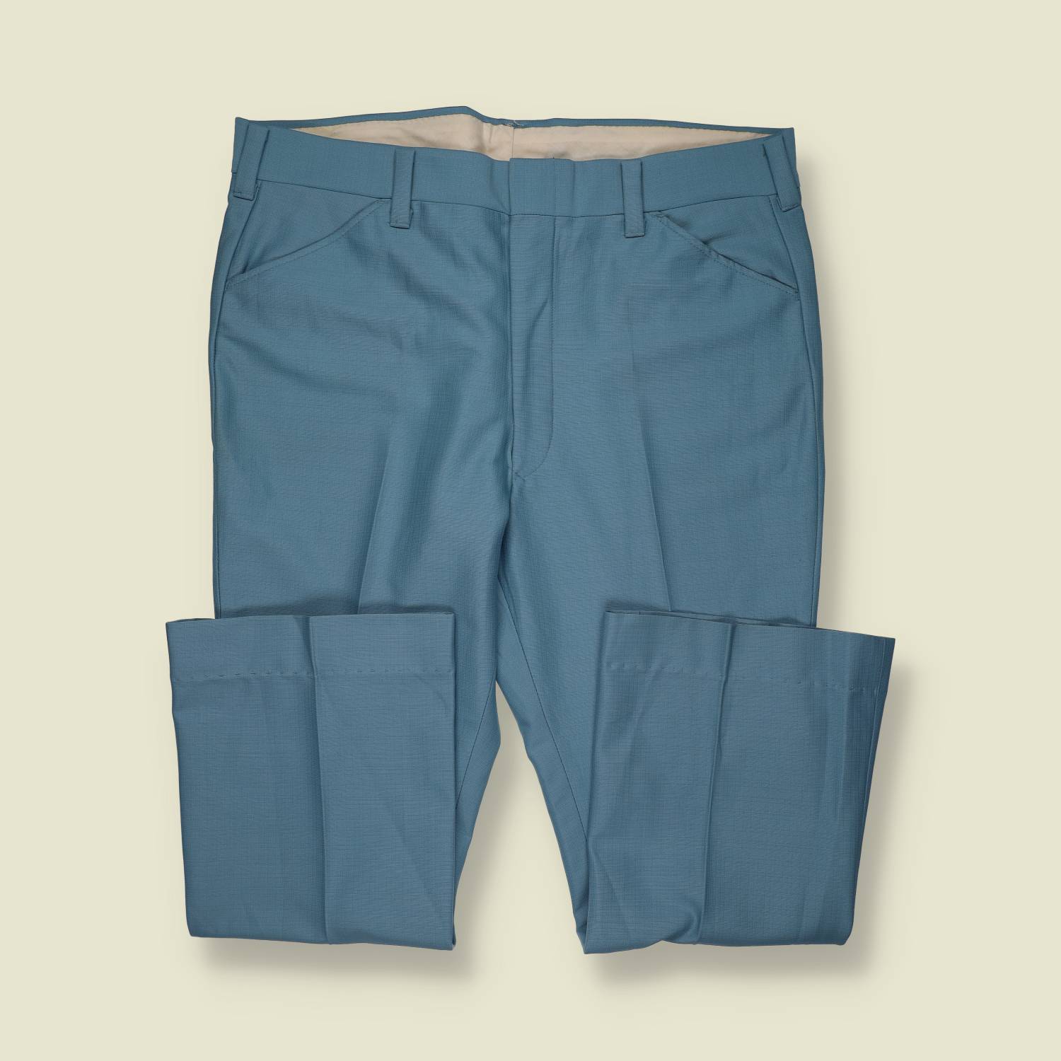 1970s | Poly Flare Trousers | Blue - w40
