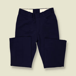 1970s | Polyester Flare Trousers | Deep Navy - w34