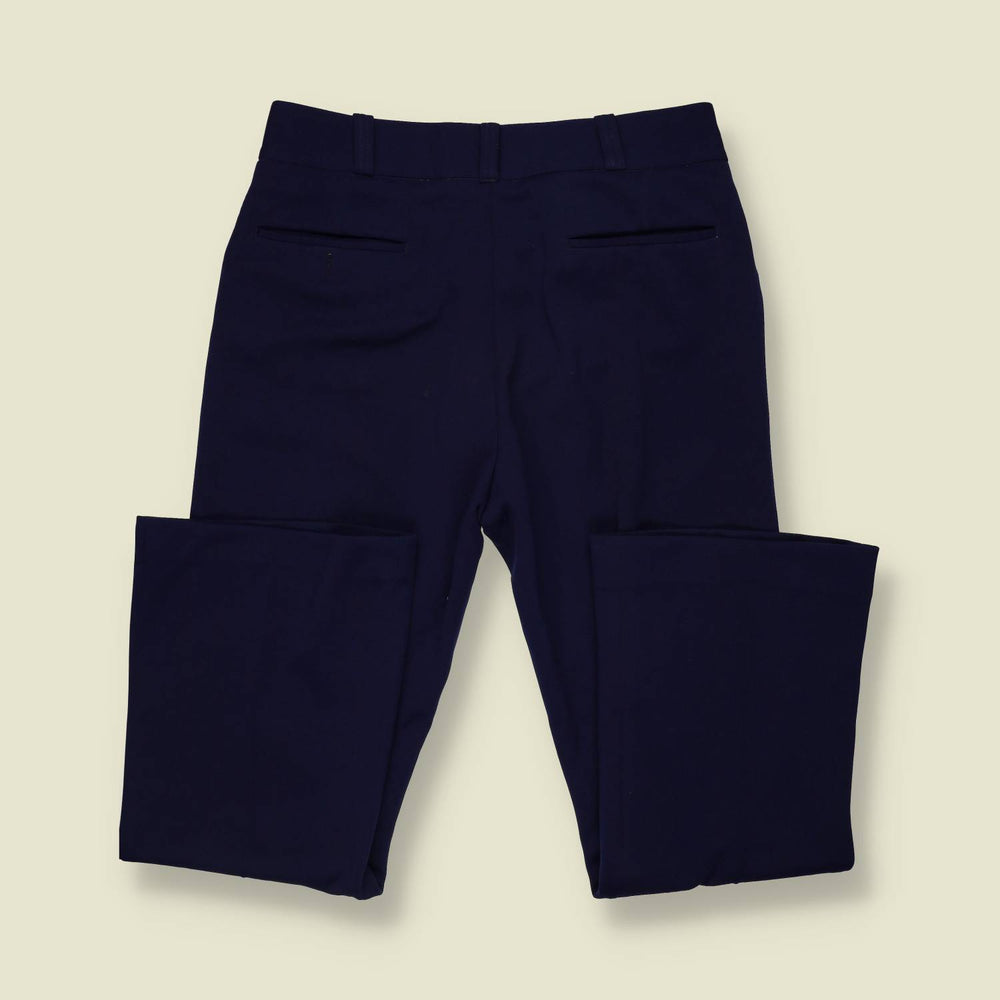 1970s | Polyester Flare Trousers | Deep Navy - w34
