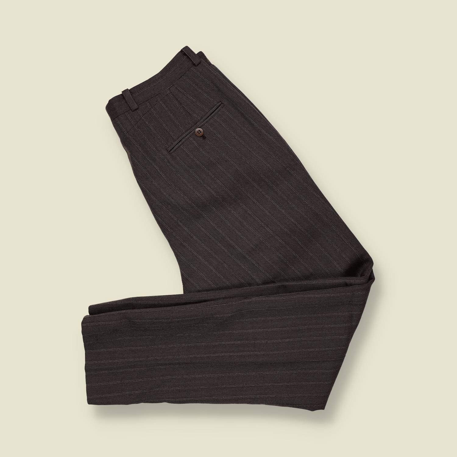 1960s | Button Fly Tailored Trousers | Grey Pinstripe - w30