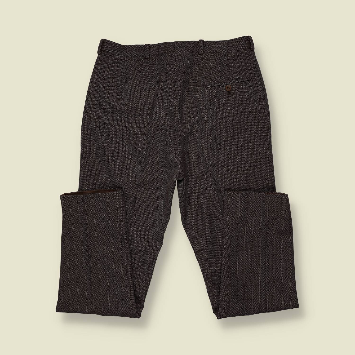 1960s | Button Fly Tailored Trousers | Grey Pinstripe - w30