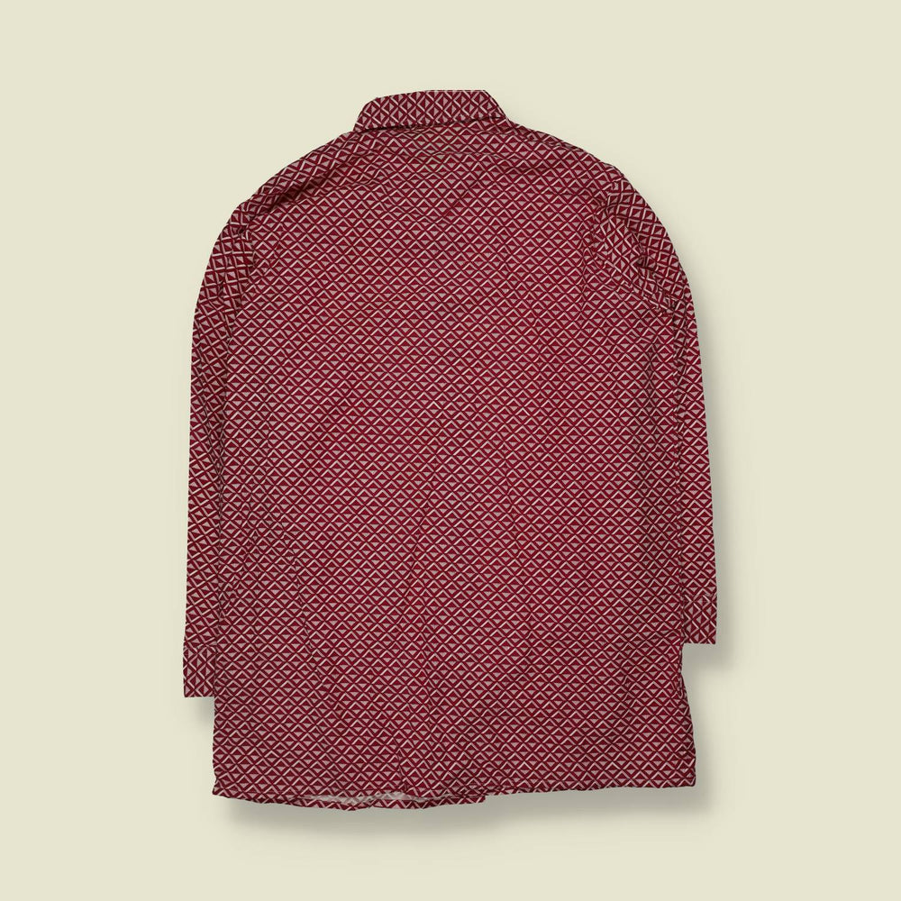 1970s | Lotus | Shirt | Red Geometric Print - L