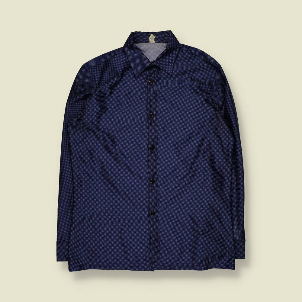 1970s | Shirt | Navy Micro Dot - L