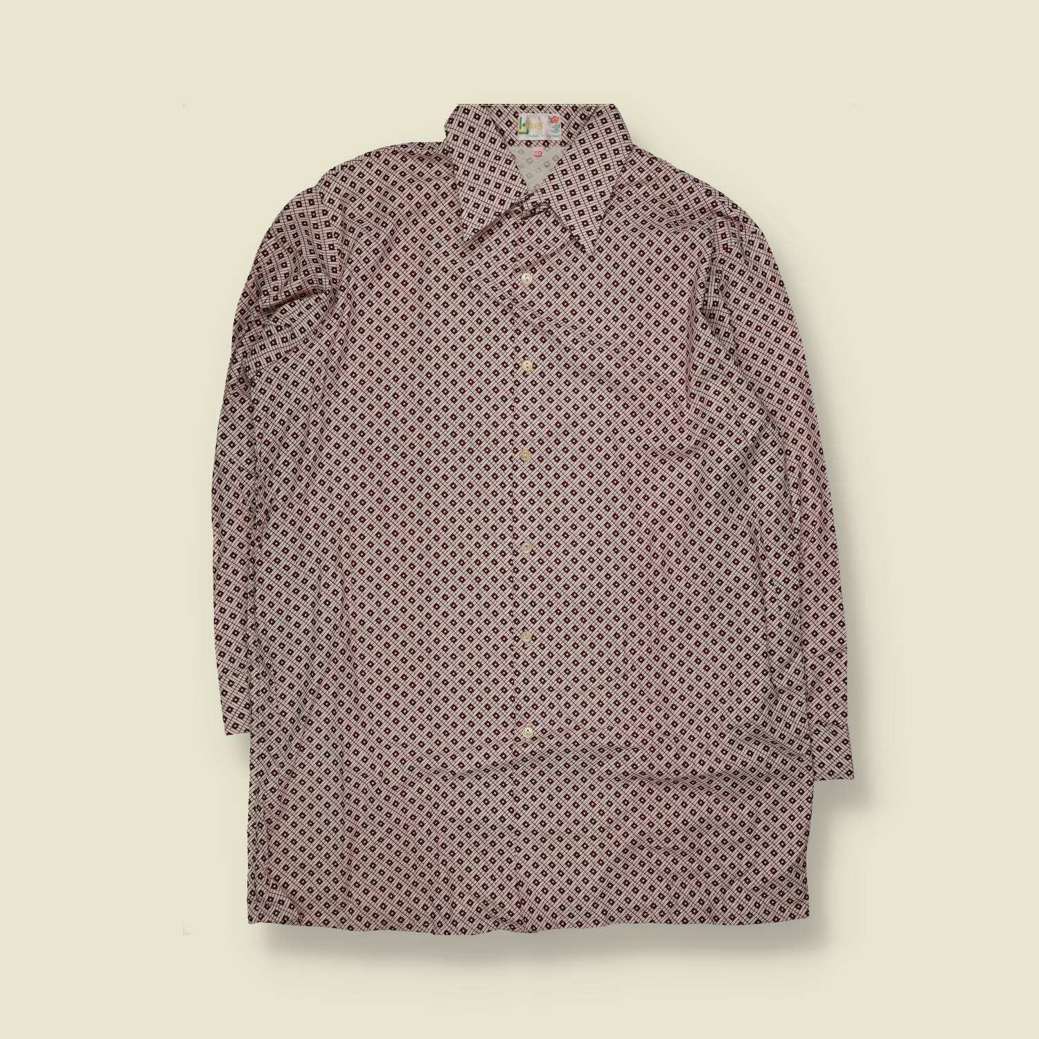 1970s | Lotus | Shirt | Burgundy Micro Print - XXL
