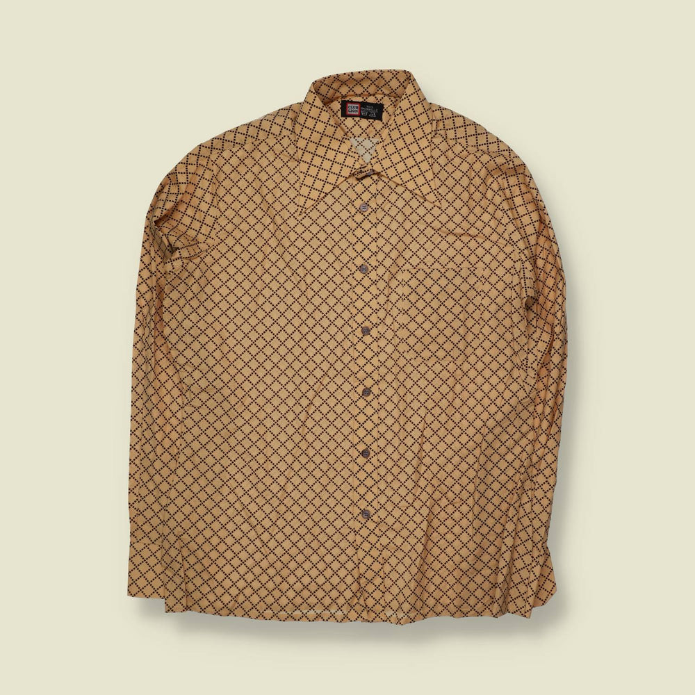 1970s | Club Lion | Shirt | Mustard Geometric Print - XL