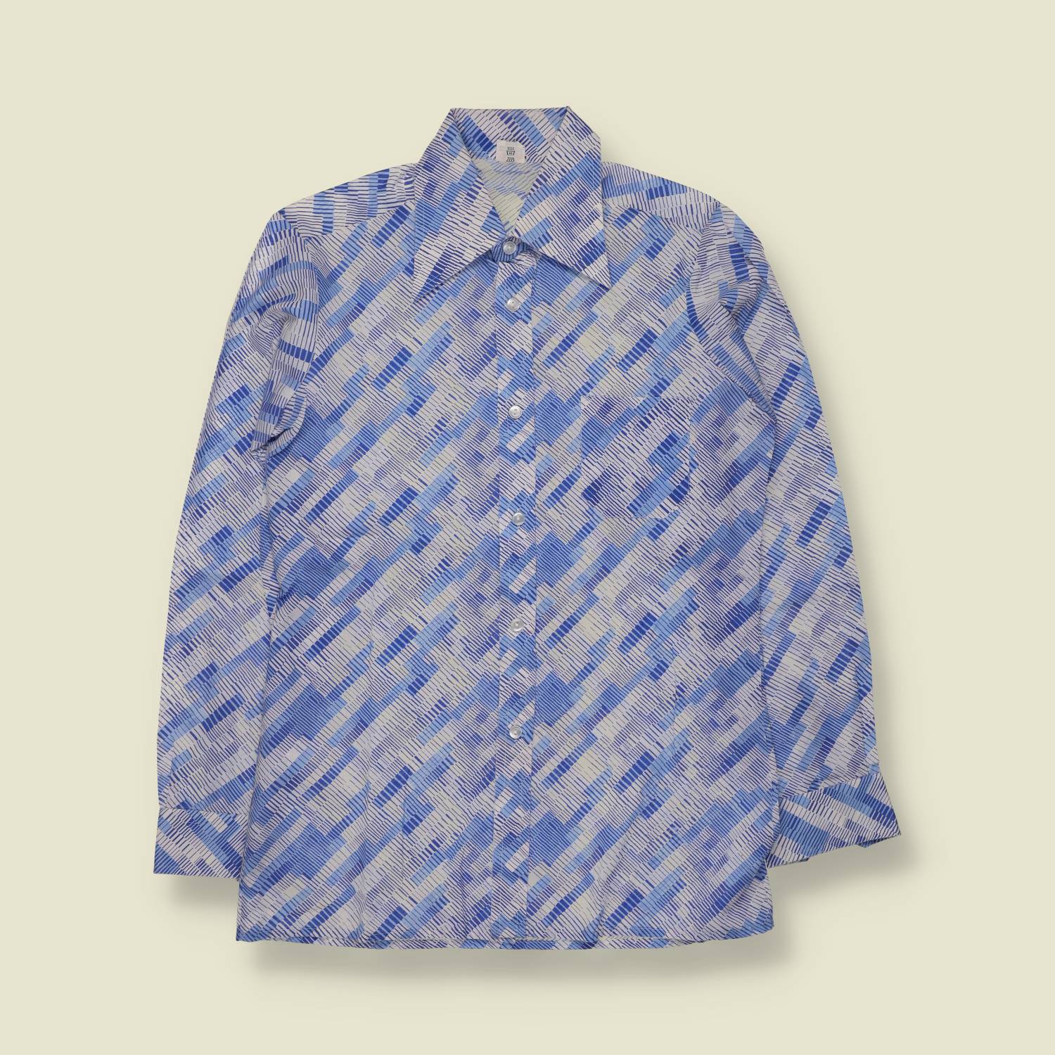 1970s | Shirt | Blue Abstract Print - XS