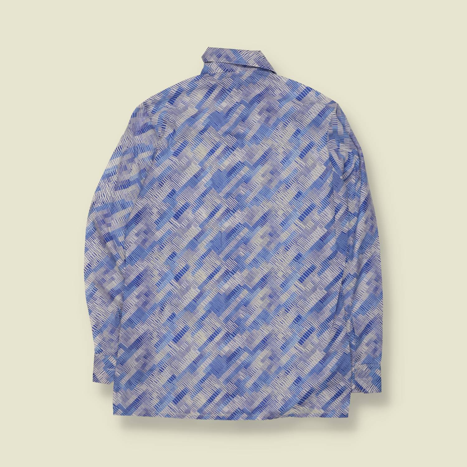 1970s | Shirt | Blue Abstract Print - XS