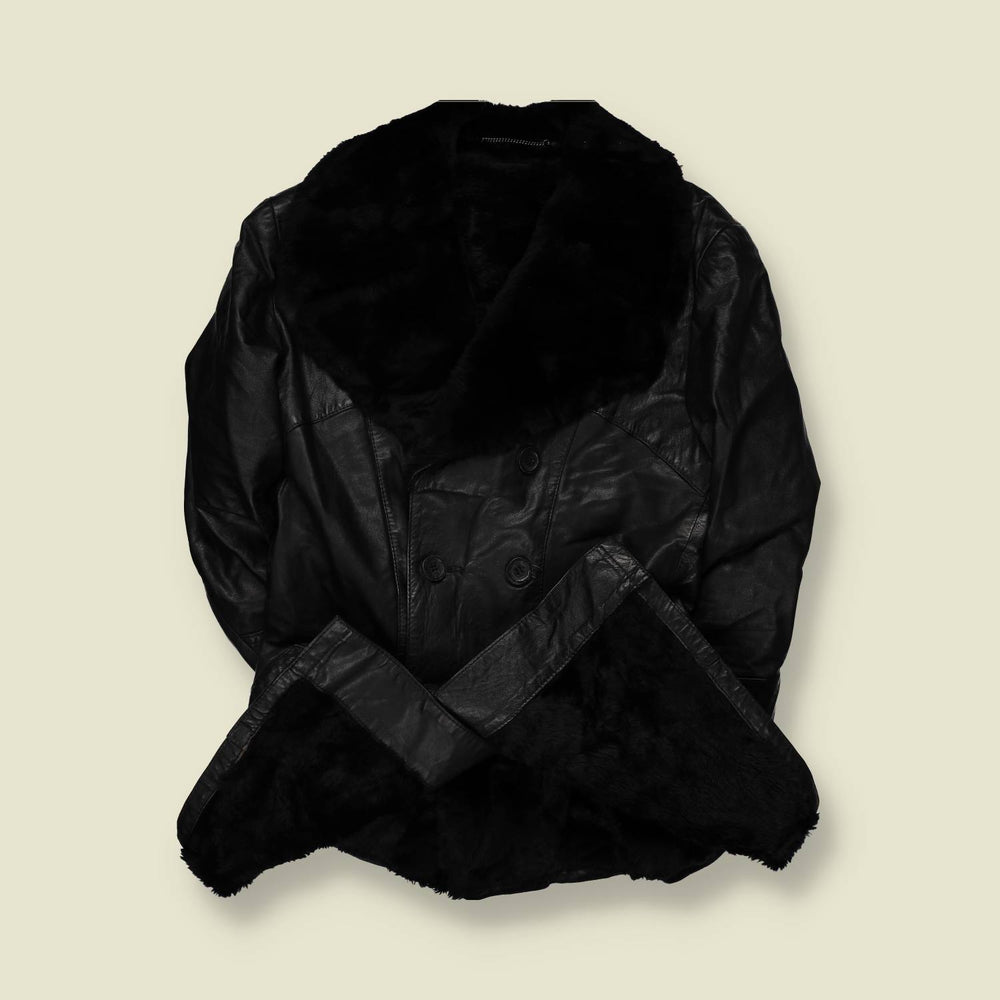 1970s | Leather Coat | Black - M