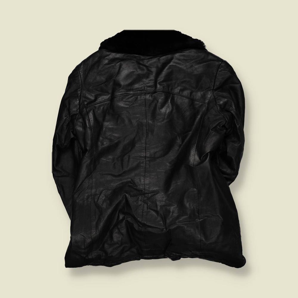 1970s | Leather Coat | Black - M