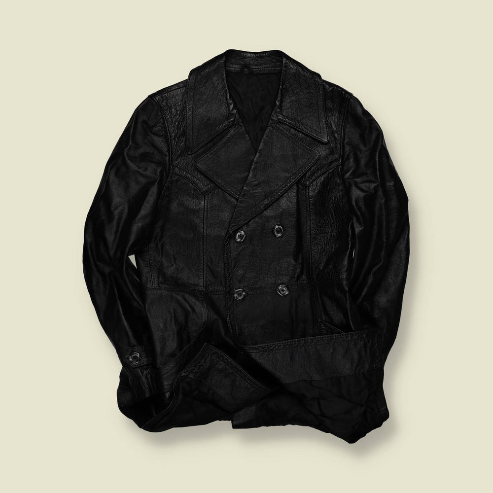 1970s | Lightweight Leather Coat | Black - XS
