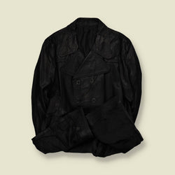 1970s | Lightweight Leather Coat | Black - XXL