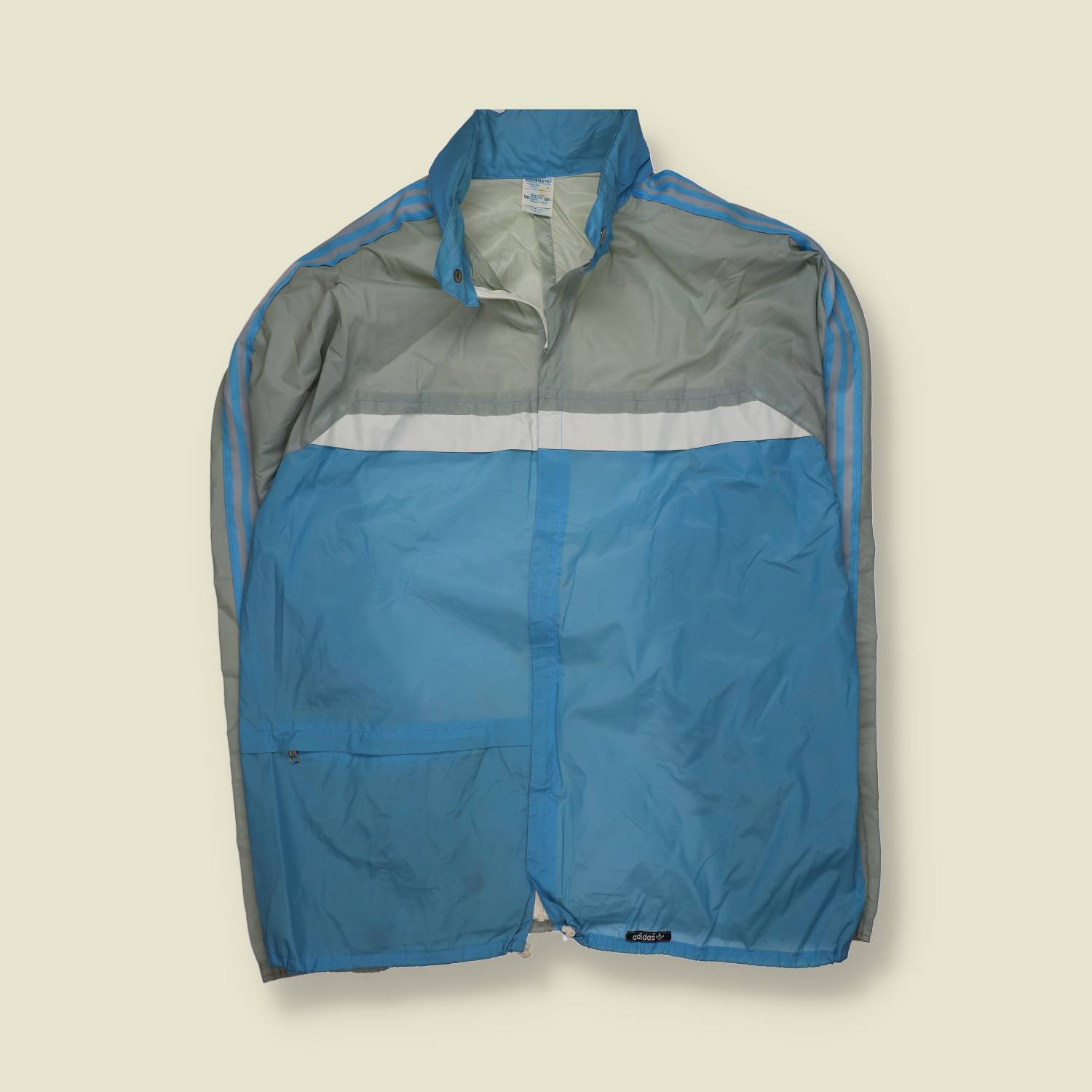 1970s | Adidas Ventex Made In Tunisia | Windbreaker | Sky Blue - L