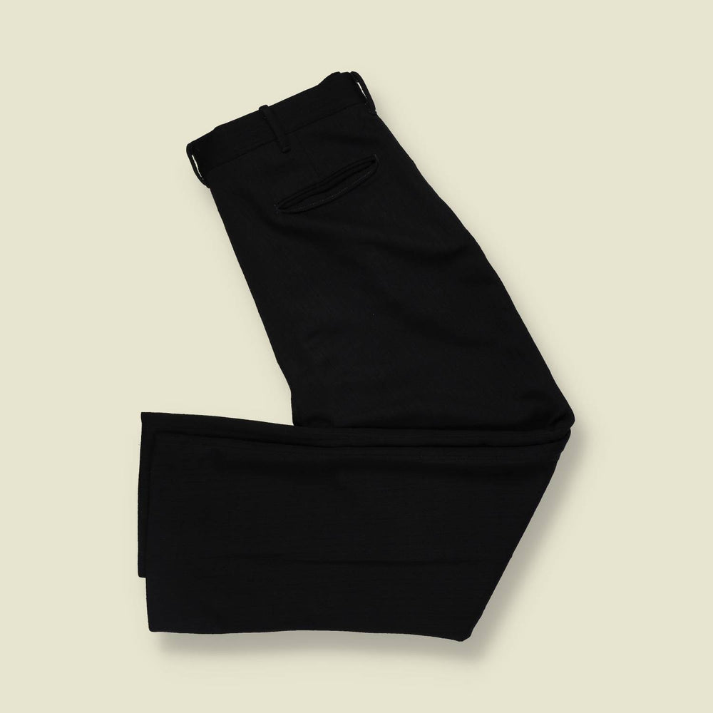 1970s | All Seasons | Textured Tailored Trousers | Black - w36