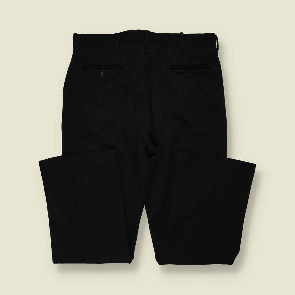 1970s | All Seasons | Textured Tailored Trousers | Black - w36