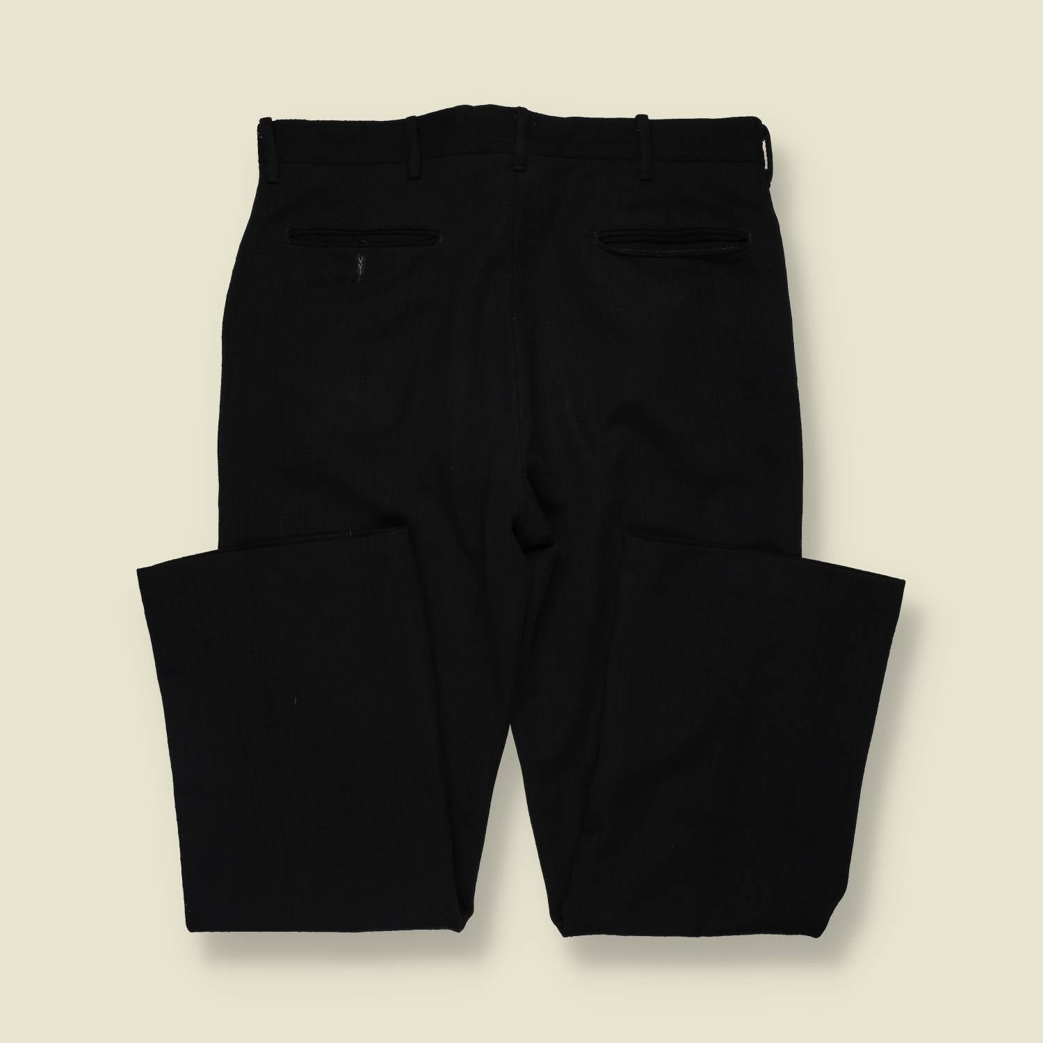 1970s | All Seasons | Textured Tailored Trousers | Black - w36