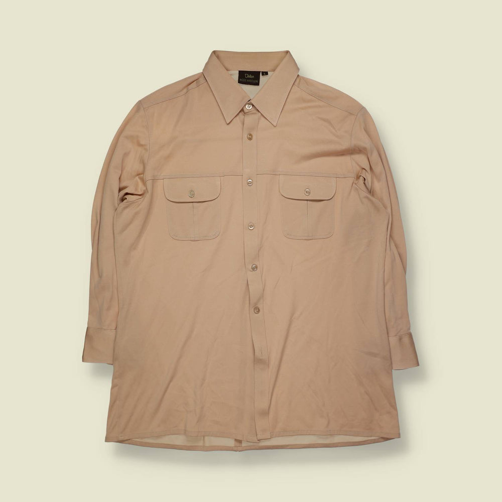 1970s | Long Sleeve Utility Shirt | Peach - L