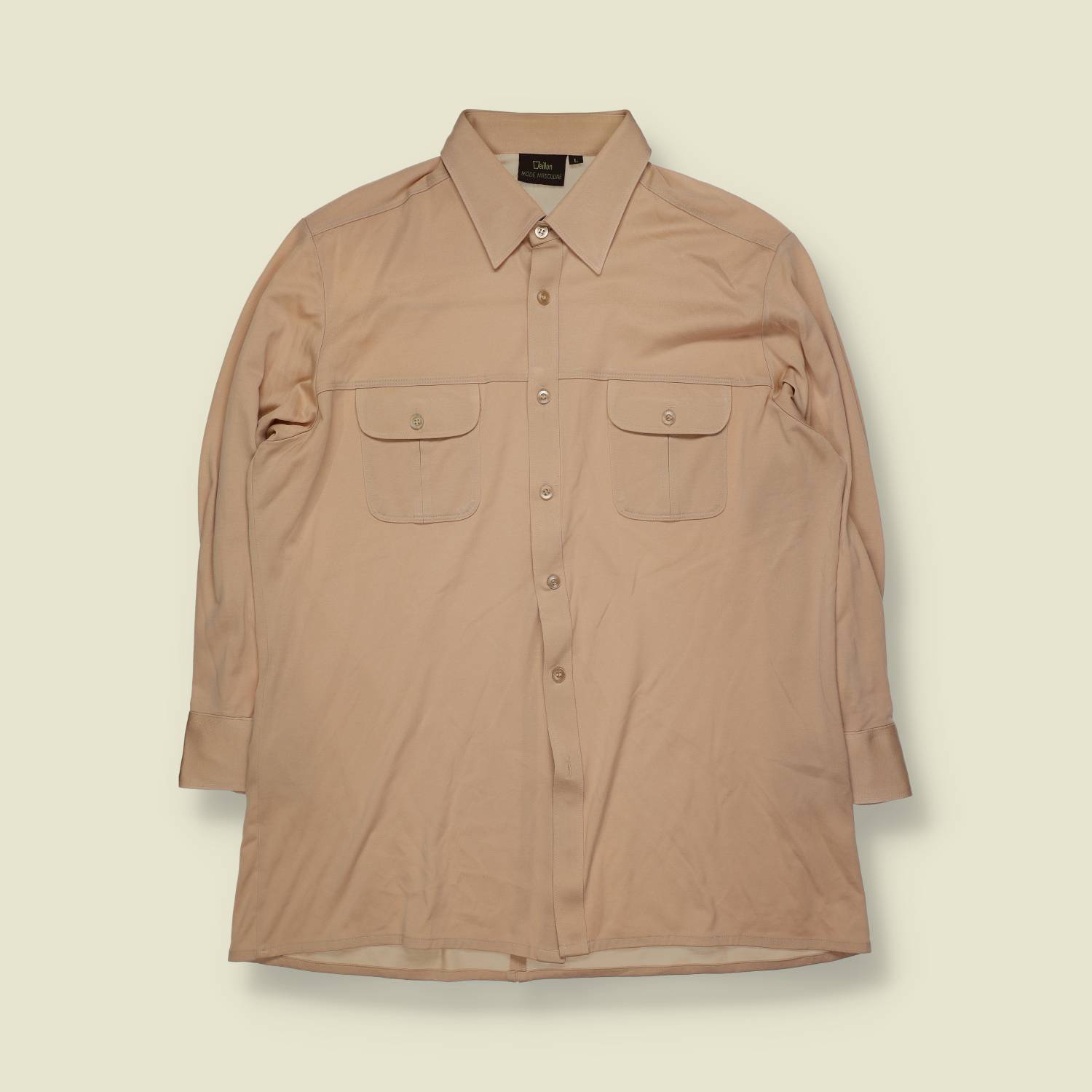 1970s | Long Sleeve Utility Shirt | Peach - L