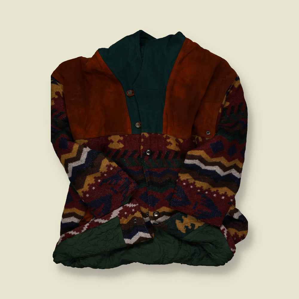 1980s |  Lawrence Ray (Made in Canada) | Hooded Southwestern Blanket Jacket - XXXL