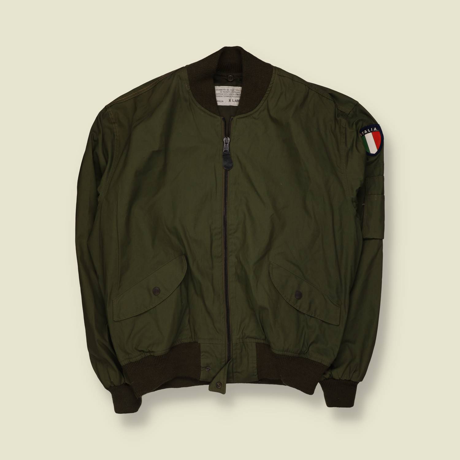 1980s | Olive Italian Military Flight Jacket - 4XL