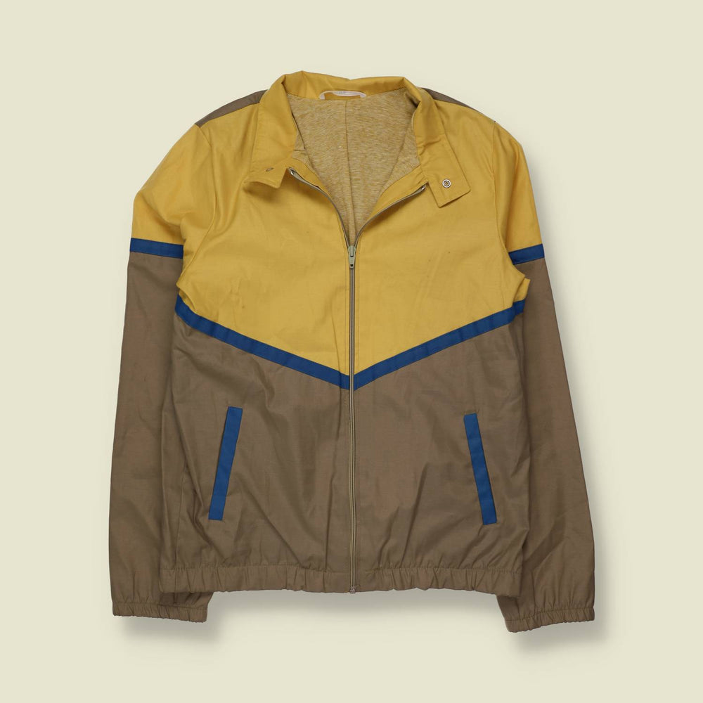 1970s | Mustard & Tan Colour-Block Zip-Through Jacket - XXS