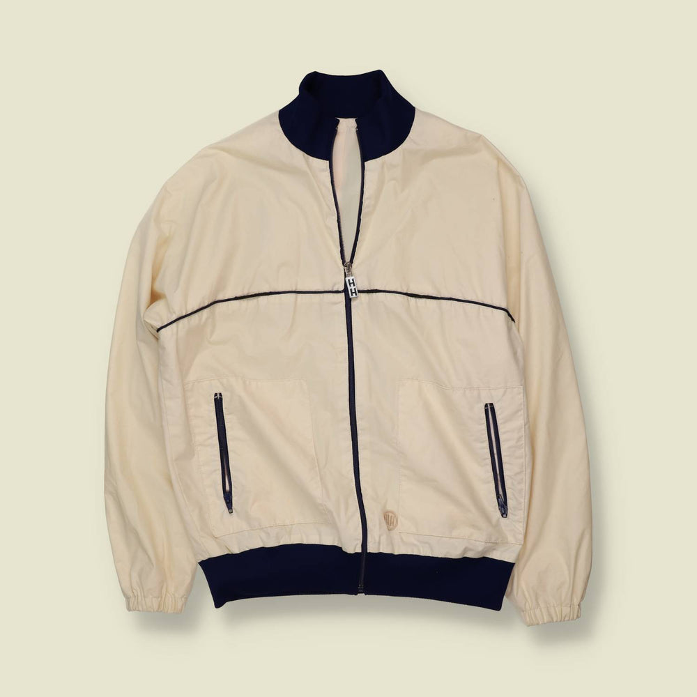 1970s | Helly Hansen | Cream & Navy Zip-Through Sailing Jacket - S