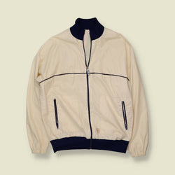 1970s | Helly Hansen | Cream & Navy Zip-Through Sailing Jacket - S