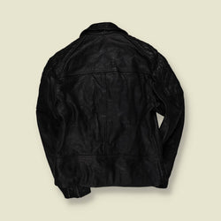 1980s | Black Leather Biker Jacket - M