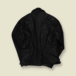 1970s-80s | JTS Sporting Leatherwear | Black Leather Biker Jacket - S
