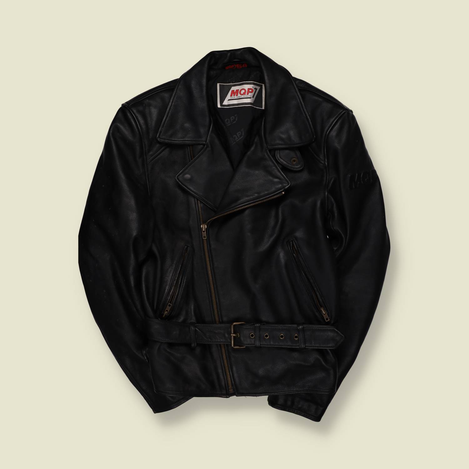 1980s | MQP | Black Leather Biker Jacket - M