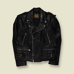 1980s | Bashir | Black Leather Biker Jacket - L
