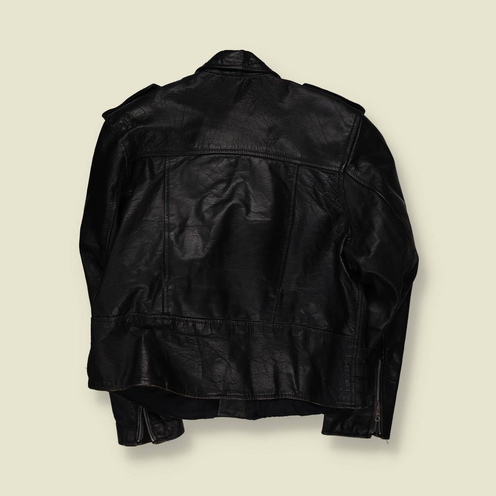 1980s | Bashir | Black Leather Biker Jacket - L
