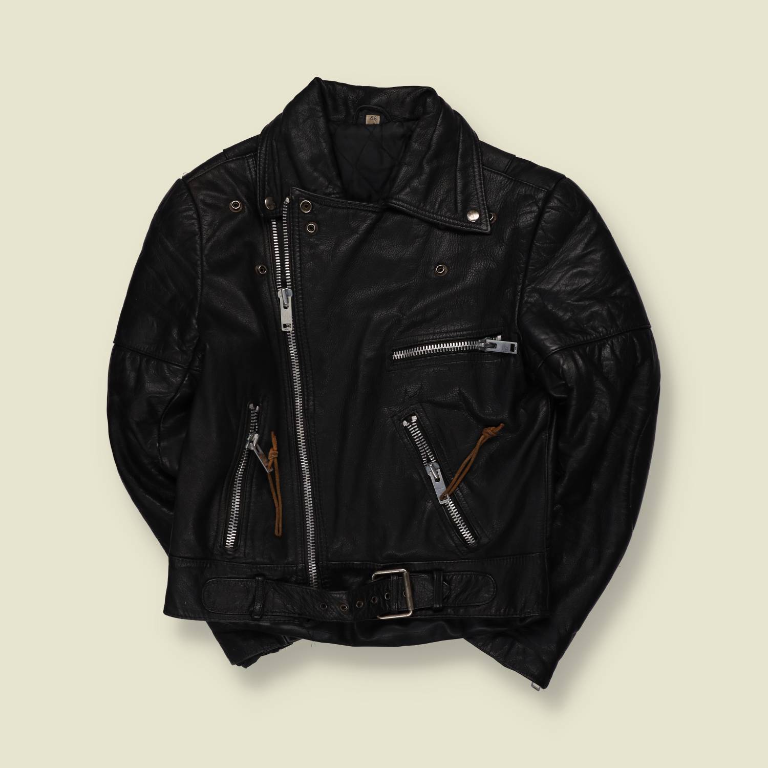 1970s-80s | Black Leather Biker Jacket - XXXS