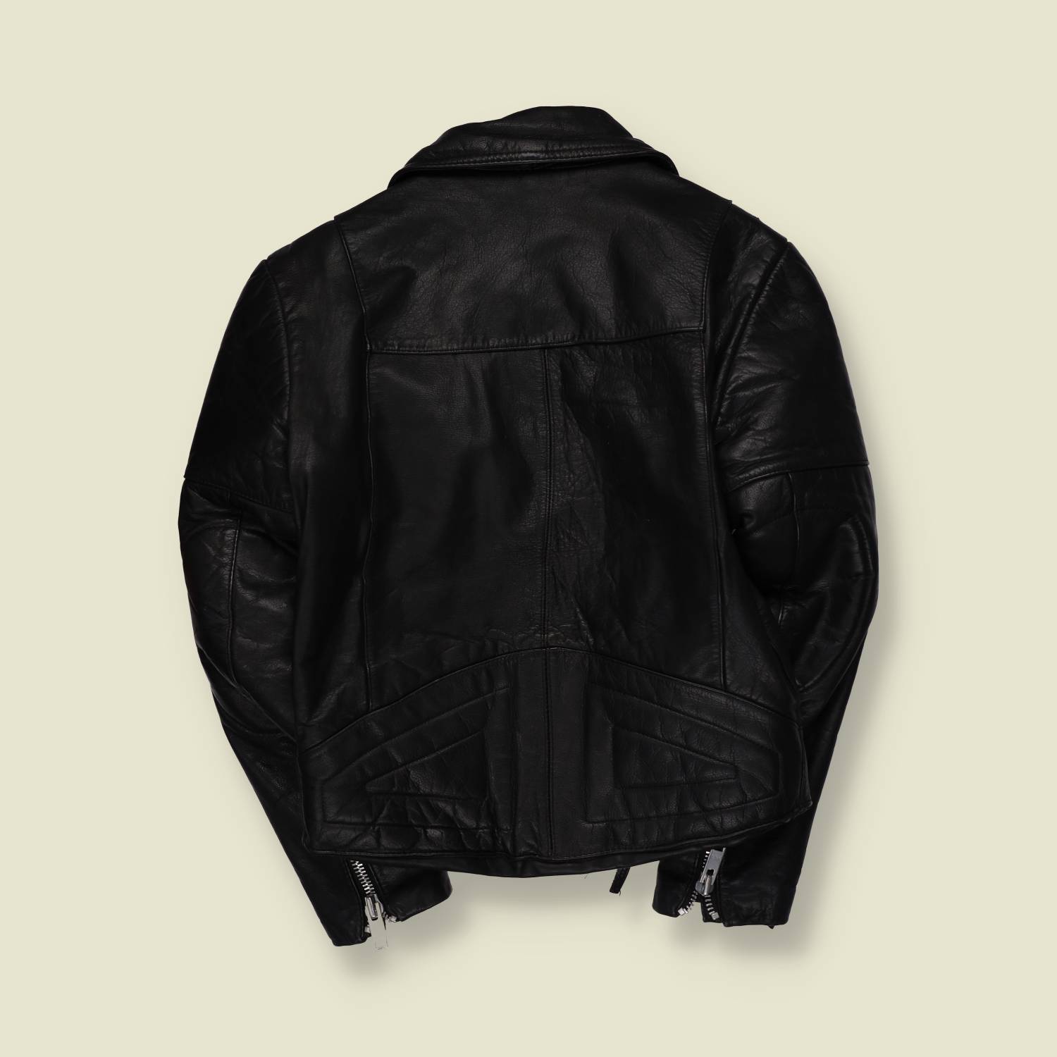 1970s-80s | Black Leather Biker Jacket - XXXS