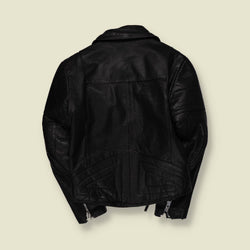 1970s-80s | Black Leather Biker Jacket - XXXS
