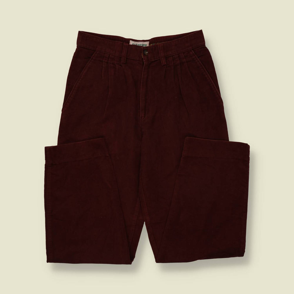 1980s | Sportswear | Burgundy Corduroy Pleated Trousers - Made in Italy - w28