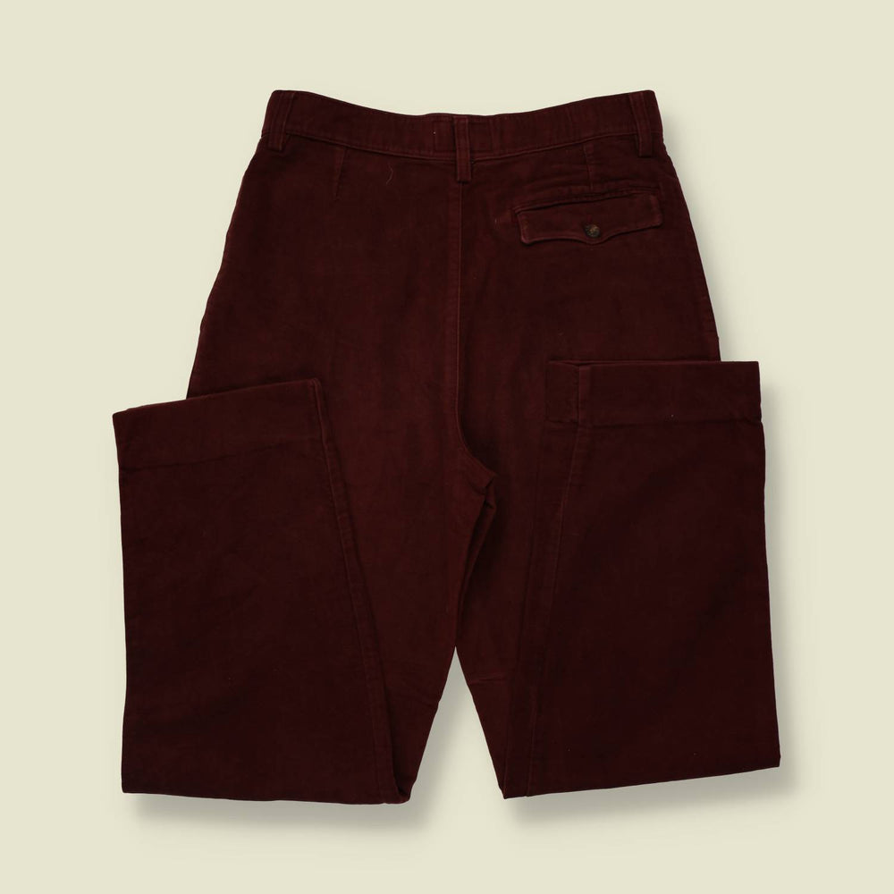 1980s | Sportswear | Burgundy Corduroy Pleated Trousers - Made in Italy - w28
