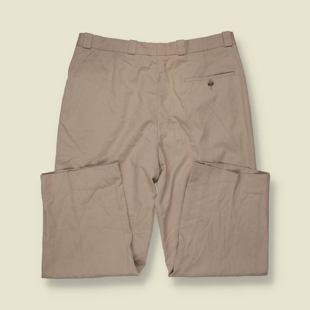 1980s | Berg | Stone Cotton Blend Pleated Trousers - w32