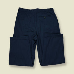 1980s | Navy Lightweight Pleated Poly-Cotton Trousers - w32