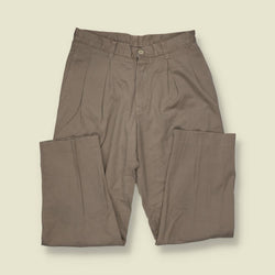 1980s | Ober Basic | Taupe Cotton Blend Pleated Trousers - w30