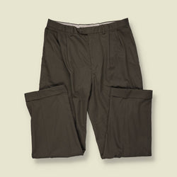 1980s | Marks & Spencer | Khaki Grey Pleated Trousers - w32